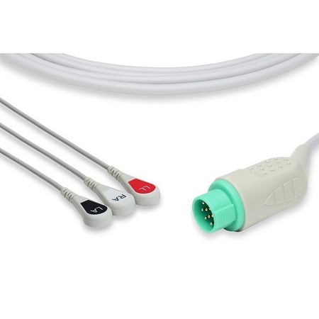 CABLES & SENSORS Infinium Compatible Direct-Connect ECG Cable - 3 Leads Snap C2398S0
